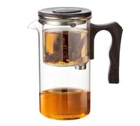 Crystal Beverage Kettle - Removable Strainer Carafe, Bamboo Handle Brewing Vessel, Clear Hot Drink Maker for Oolong Infusions, Chamomile Blends, Jasmine Leaf Drinks, Relaxing Home Use