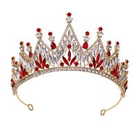 Crystal Blanc Le Bandeau de joyau de la Couronne Princesse de Haute qualité des États-Unis, Ornements de fête de Mariage de mariée, fêtes, bals, Meilleur Choix (Couleur: Rouge, Taille: 15,5 * 8cm)