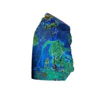 Crystal Blue Copper Ore Four-Sided Column Raw Stone Ore Mark Polished Blue Copper Ore Malachite Symbiotic Stone Crystal Column Ornaments