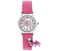 Crystal Blue Montre à quartz analogique pour fille avec bracelet en textile 20015, Rose, lanière