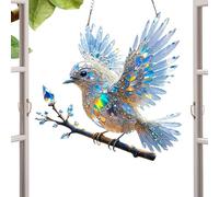 Crystal Bluebird Ornament, Artificial Realistic Bird Figurine, 2d Acrylic Sun Catcher, Hummingbird Sculpture, Decorative Piece for Yard, Garden, Home, Room, Living Area, Outdoor Display, Tabletop