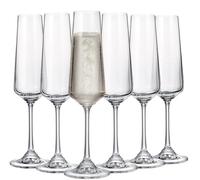 Crystal Bohemia Lot de 6 flûtes à champagne, 160 ml, passent au lave-vaisselle, résistantes aux chocs et élégantes, verres classiques en cristal également pour le champagne et le prosecco - Idéal pour