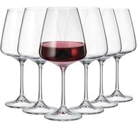 Crystal Bohemia Lot de 6 verres à vin rouge 450 ml - Verres à vin rouge modernes et élégants - Parfaits pour la maison, les restaurants et les fêtes - Passe au lave-vaisselle et aux chocs