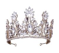 Crystal Bridal Tiaras Crowns Big Rhinestone Diadem Veil Tiara Bride Headbands Wedding Hair Accessories pour Mariages(Gold)