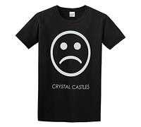 Crystal Castles Band Sad Face T-Shirt Graphic Tee for Men Shirt Black S