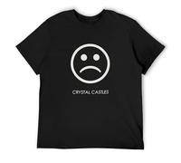 Crystal Castles Band Sad Face Unisex Printed T-Shirt Mens Black Tee Shirt M