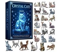 Crystal Cats Advent Calendars 2025, Calendrier de compte à rebours de Noël avec 24 ornements de chaton en mignon, décorations d'arbres de Noël en acrylique 2D pour les amoureux des chats