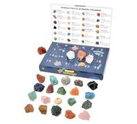 Crystal Christmas Advent Calendars | 24 pierres naturelles avec roches et minéraux | Calendrier de vacances pour adultes, adolescents, garçons, filles, familles, géologie, collectionneurs