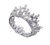 Crystal Circle Diadem Bridal Queen King Tiaras Metal Crown Party Party Banquet Ornaments Accessoires de bijoux de cheveux de mariage (couronne plaquée en argent)