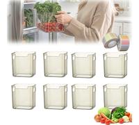Crystal Clear Freezer Storage Bins, Premium Clear Fridge Organisers Set, Stackable Plastic Kitchen Storage Containers with Handles, for Refrigerator and Pantry, for Food, Meat & Veggies (8B,S)