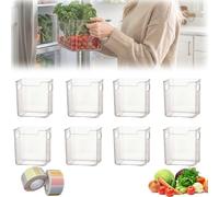 Crystal Clear Freezer Storage Bins, Premium Clear Fridge Organisers Set, Stackable Plastic Kitchen Storage Containers with Handles, for Refrigerator and Pantry, for Food, Meat & Veggies (8A,S)