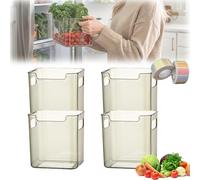 Crystal Clear Freezer Storage Bins, Premium Clear Fridge Organisers Set, Stackable Plastic Kitchen Storage Containers with Handles, for Refrigerator and Pantry, for Food, Meat & Veggies (4B,S)