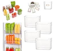 Crystal Clear Freezer Storage Bins, Stackable Plastic Fridge Storage Containers with Handles, Refrigerator & Kitchen Pantry Organizer for Snack Organization for Refrigerator, Cabinet (Clear,4 *L)