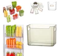 Crystal Clear Freezer Storage Bins, Stackable Plastic Fridge Storage Containers with Handles, Refrigerator & Kitchen Pantry Organizer for Snack Organization for Refrigerator, Cabinet (Green,L)