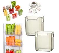 Crystal Clear Freezer Storage Bins, Stackable Plastic Fridge Storage Containers with Handles, Refrigerator & Kitchen Pantry Organizer for Snack Organization for Refrigerator, Cabinet (Green,2 * S)