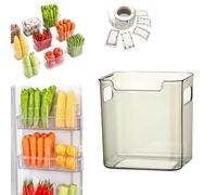 Crystal Clear Freezer Storage Bins, Stackable Plastic Fridge Storage Containers with Handles, Refrigerator & Kitchen Pantry Organizer for Snack Organization for Refrigerator, Cabinet (Green,S)