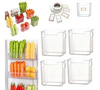 Crystal Clear Freezer Storage Bins, Stackable Plastic Fridge Storage Containers with Handles, Refrigerator & Kitchen Pantry Organizer for Snack Organization for Refrigerator, Cabinet (Clear,4 * S)