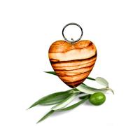 Crystal Clear Porte-clés en forme de cœur en bois d'olivier - Pour des occasions spéciales telles que la fête des mères, un anniversaire, un mariage, Pâques et la Saint-Valentin - Fabriqué en Europe,