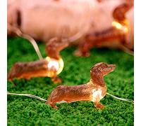 Crystal Club Guirlande lumineuse de Noël en forme de teckel avec minuterie, 3 m, 30 LED sur le thème des animaux domestiques, fonctionne à piles avec télécommande, lumière d'intérieur décorative pour