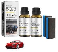 Crystal Coating Voiture Plastique Rénovation Revêtement, 2025 Efface Rayure Plastique, Renovateur Plastique Voiture Interieur, Agent De Remise À Neuf De Placage De Voiture Avec Éponges (2 Pcs)