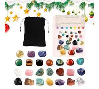Crystal - Collection de pierres de méditation 24 jours, affichage de compte à rebours de Noël 2025, support en résine | Cadeau d'anniversaire, de travail, de fête des mères.
