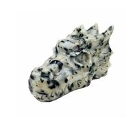 Crystal Crystal Female Dragon Skulls Head Carving Sculpture Toumaline Powerful Stones for Collection Home Decor Gifts