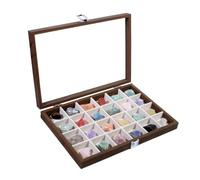 Crystal Display Case 24 Grids Dustproof Protective Velvet Interior