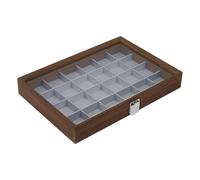 Crystal Display Case 24 Grids Dustproof - Protective Velvet Interior Frame