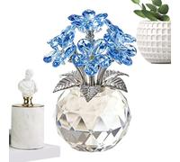 Crystal Display Decor, Realistic Floral Sculpture Ornament, Desk Statue for Bookshelf Display Use, Clear Crystal Color Decor, Elegant Bouquet Table Ornament Gift Art Home Decoration Centerpiece