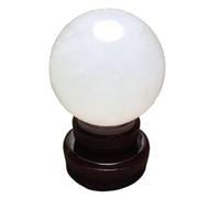 Crystal Divnation Sphere with Stand, Feng Shui White Ball Ornaments, Display Decorations for,Lucky,20cm Gemstone Stone