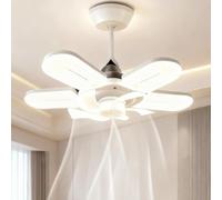 Crystal-Effect LED 5-Blade LED Fan Light,3-Color 12" Chandelier Ceiling Fan with Remote Control,Small Decorative Fandelier with Foldable Light,Quiet 3-Speed Small ModernFan for Bedroom Living Room