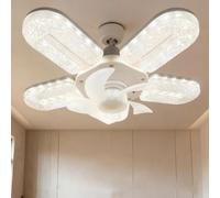 Crystal-Effect LED 5-Blade LED Fan Light,3-Color 12" Chandelier Ceiling Fan with Remote Control,Small Decorative Fandelier with Foldable Light,Quiet 3-Speed Small ModernFan for Bedroom Living Room
