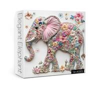 Crystal Elephant Puzzles for Adults 1000 Pieces, Cute Animal Flower Jigsaw Puzzles, Art Pretty Floral Puzzles