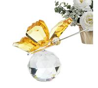 Crystal Flying Butterfly - Décoration de figurines artisanales, Shiny Glass Artwork, Elegant Collectible Statue Exquisite Ornament | Beautiful Craft with Round Base for Table Display Shelf Wedding and