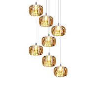 Crystal G4 Modern Pendant Light Romantic Deco Ceiling Light Crystal Ball 11 Lights Compatible with Staircase Living Room Hotel Hallway Foyer Bedroom Entryway (Chrome and Amber Crystal 7t)