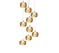 Crystal G4 Modern Pendant Light Romantic Deco Ceiling Light Crystal Ball 11 Lights Compatible with Staircase Living Room Hotel Hallway Foyer Bedroom Entryway (Chrome and Amber Crystal 9t)