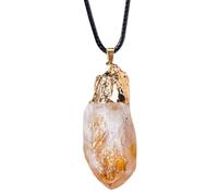 Crystal Gemstonee Pendant - Yellow Citrine Rough Stone Necklace, Uniquee Natural Healing Charrm, Versatile Jewelry And Home Decoration | Eye-Catching Spiritual Accent, Perfect Gift For Women And Men