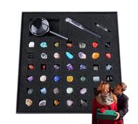 Crystal Geology Kit de pierres précieuses - 26,5 x 25,5 x 3,8 cm Collection Rock and Minéral, véritable avec feuille de description, ensemble scientifique éducatif STEM pour , garçons et filles