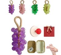 Crystal Grape Soap on a Rope,Handcrafted Grapes Cluster on a Rope for Women Men,Natural Cold Process Soap with Long-Lasting Fragrance for Christmas or Birthday Gift with Hook (1, Purple)