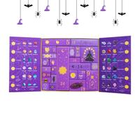 Crystal Halloween Calendar, 24 Day Witch Countdown, 11.81x11.81in Resin Statue Decor, Hand Painted Figurine Design, Authentic Display Material for Bedroom Shelf, Tabletop, Bookshelf, Holiday Setup