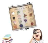 Crystal Kit - Natural Specimen Collection, Box for Kids Geology Education Polished Rocks Minerals Science Set, Educational Stem Activity Gift | Boys Girls Ages Birthday Present
