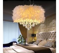 Crystal Light,50Cm White Feather Chandelier Pendant Shade, Light Fittings Ceilings for Bedroom,Dining and 's Room
