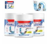 Crystal Lye Drain Opener,Multifunction Powerful Pipe Dredging Agent,260g Crystal Lye Drain Opener Powder,for Unclog Drains,Bathroom Sinks, Kitchen Sinks,Shower Pipes (3pc)