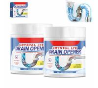 Crystal Lye Drain Opener,Multifunction Powerful Pipe Dredging Agent,260g Crystal Lye Drain Opener Powder,for Unclog Drains,Bathroom Sinks, Kitchen Sinks,Shower Pipes (2pc)