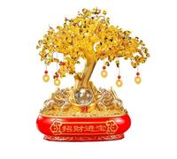 Crystal Money Tree Arbre de vie en cristal, arbre fortune citrine, porte-bonheur, des chakras, ornement d'arbre d'argent, décoration Feng Shui attirant la, cadeau spirituel(Red)