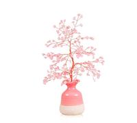 Crystal Money Tree Lucky Tree Reiki Healing Crystals Money Tree Wrapped on Pink Ceramics Vase Crystal Home Office Desk Tree Decor（Two Styles） Crystal Feng Shui Tree Ornament (Color : A) (B)