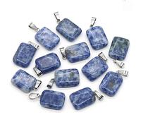 Crystal Natural Rough 4pc Pendentiels de pierre naturels Rose Quartz Agate Square Crystals Charmes en pierre pour les bijoux Faire des boucles d'oreilles Collier DIY Femmes (Couleur: Sodalite)