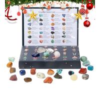 Crystal - Natural Stone Gem Box, Mineral Discovery Set | 21.5x14.7x3cm 24 Day Collection with Sparkling Ores, Educational Countdown Gift for Kids Women Men Boys Girls Party Holiday