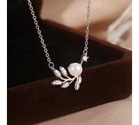 Crystal Necklace,Exquisite 925 Leaf Necklace Female Light Zircon Pearlcle Cnecklace Jewelry Jewelry/