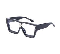 Crystal Oversized Women Sunglasses Men Shades UV400(Black Anti-Blue)